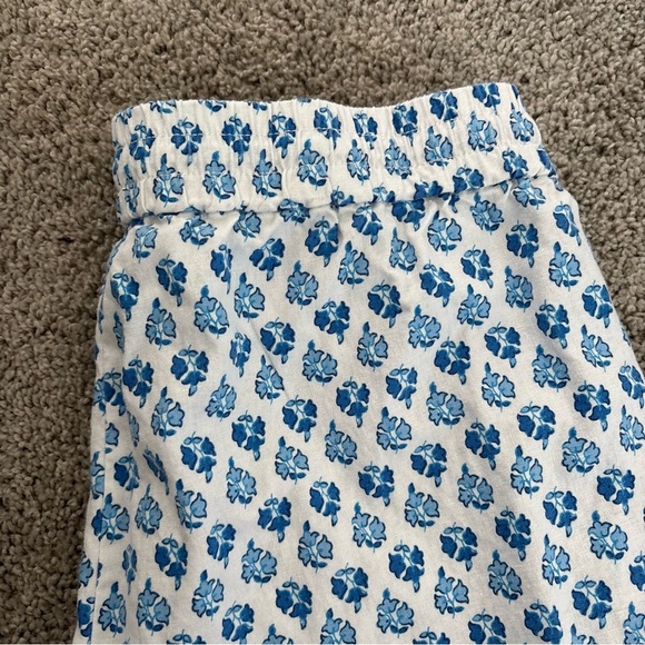 J. Crew Women's Linen Blue White Floral Elastic Waistband Pants Size 6 - Picture 3 of 8
